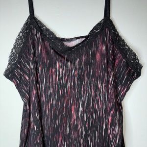 Fashion Bug Lace Trim Red and Black Camisole Size 2x